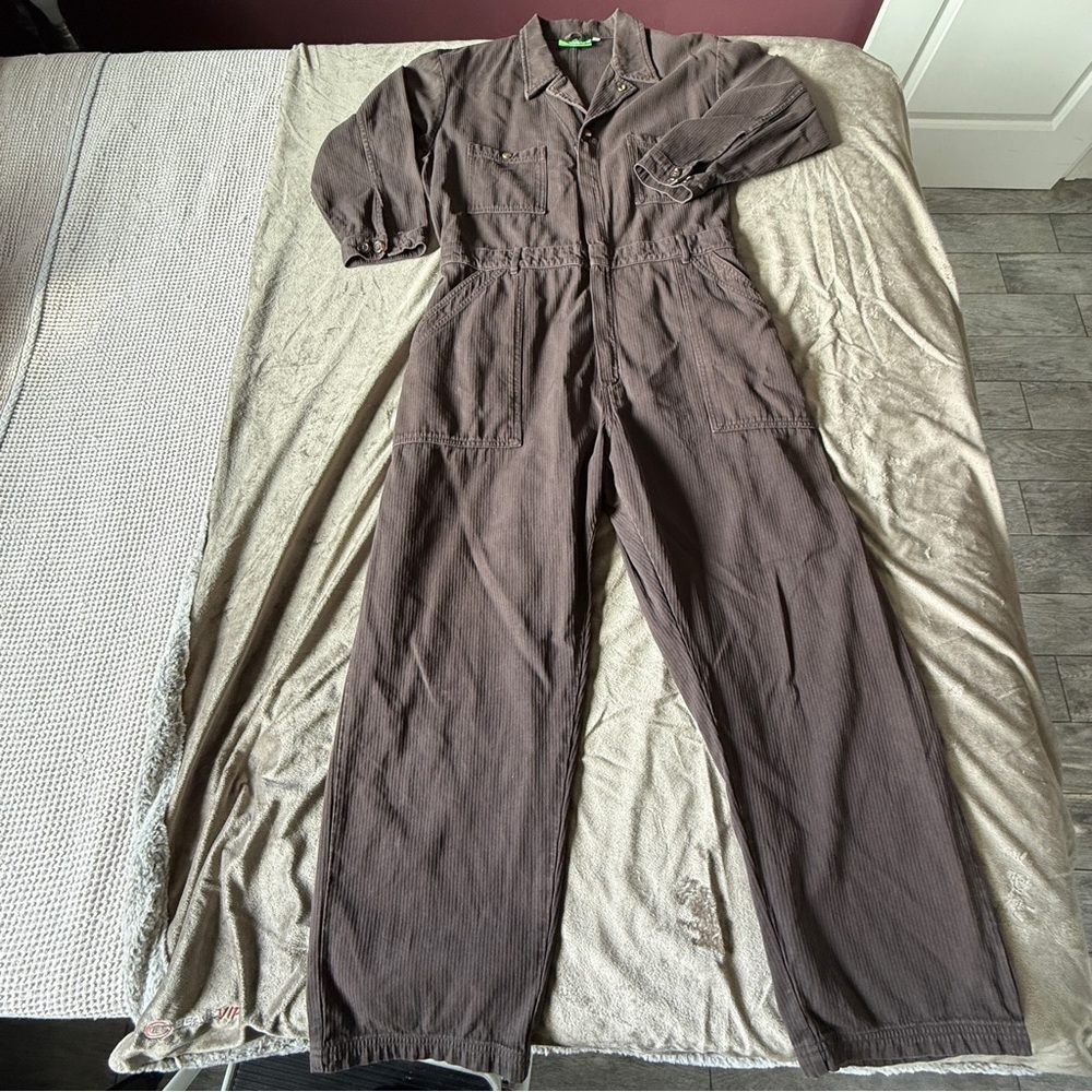 Big Bud Press Heritage Long Sleeve Jumpsuit 1XL Espresso Brown corduroy look
